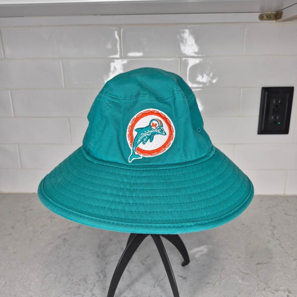 New Era Bucket Hat Miami Dolphins‎ NFL Logo L/XL Aqua Teal Mens